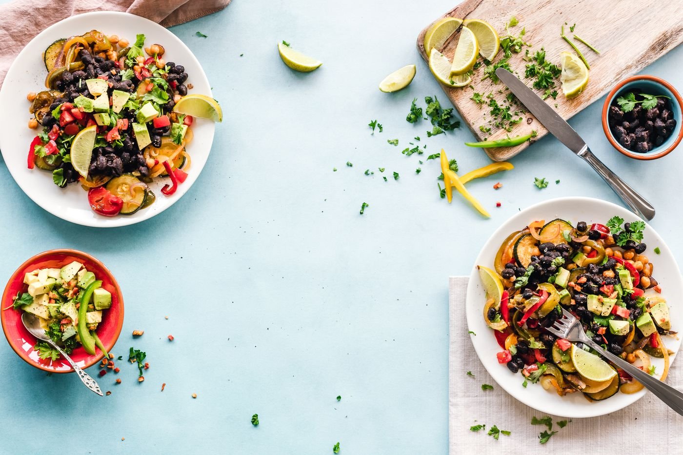 Colourful food and balanced meals